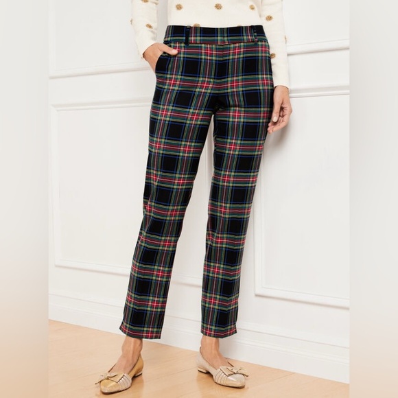 Talbots Wool Hampshire Ankle Tartan Celebrating Holiday Plaid Pants 12P money - Picture 1 of 13